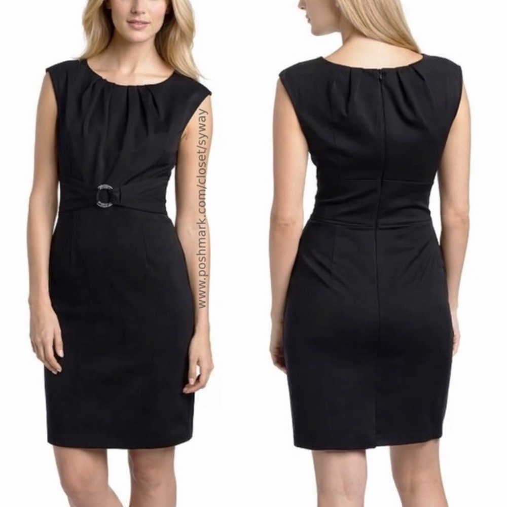 Trina Turk Annika Black Viscose Stretch Sheath Dress